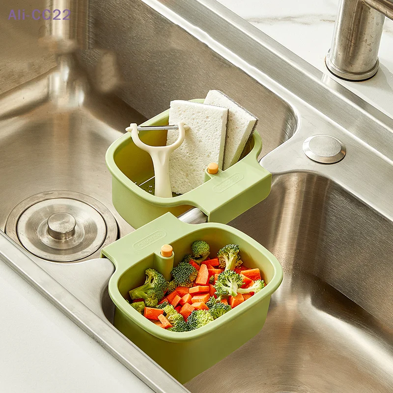 【CC22】창의적인 싱크대 배수구 바구니 수도꼭지 걸이형 거름망 바구니 개폐식 바닥 덮개 주방 쓰레기 필터 싱크대 보관 바구니