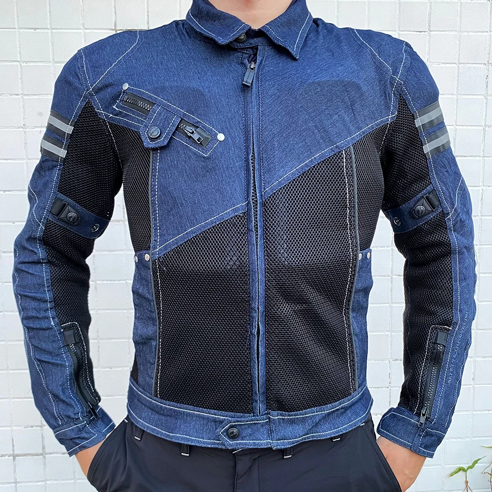 Motorcycle Denim Jacket Mesh Racing Suit Locomotive Anti-fall Clothing Motorcycle Riding Jacket Jeans Motocross Coat Pants Men