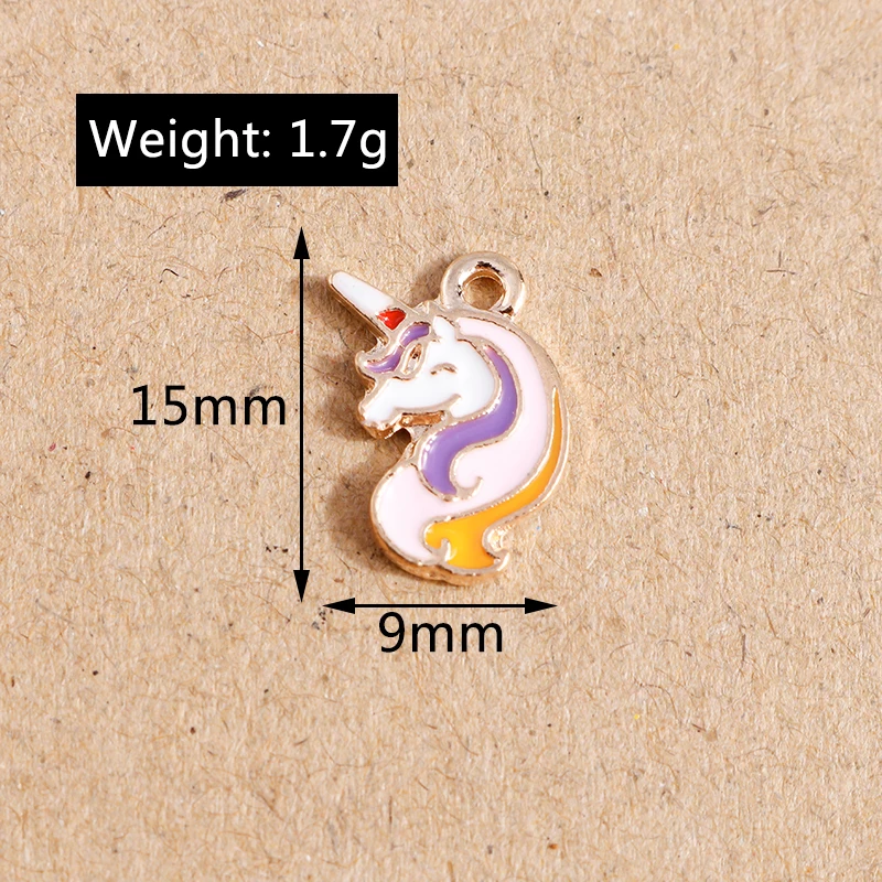 10 teile/los Emaille Wolke Regenbogen Charms niedlichen Einhorn Charms Anhänger für die Herstellung von Halskette Ohrringe DIY Schmuck Zubehör – Detail 15