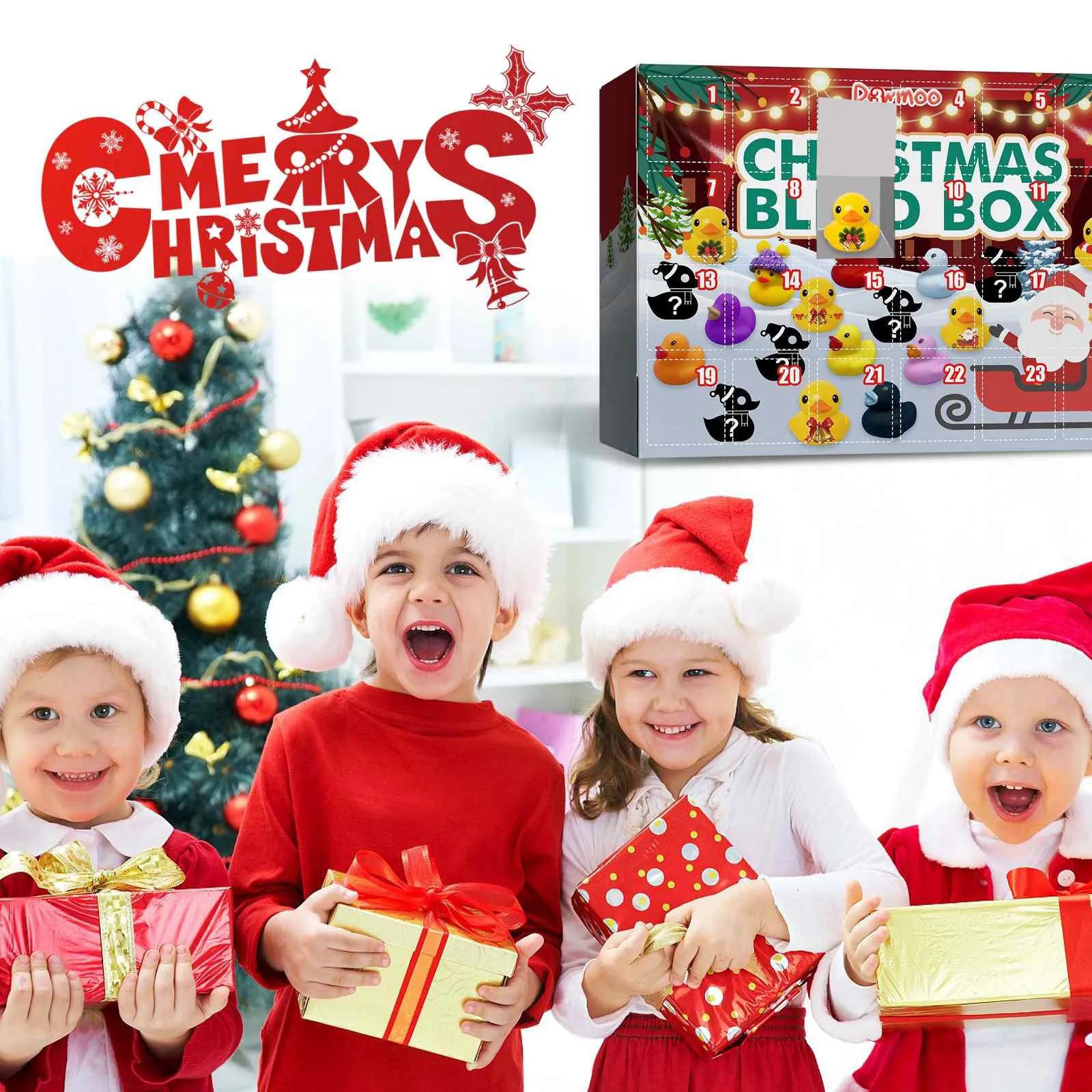 Christmas Advent Calendar With 24 Rubber Ducks 24 Days Countdown Calendar Rubber Ducky Bath Toy Creative Christmas Gifts 3