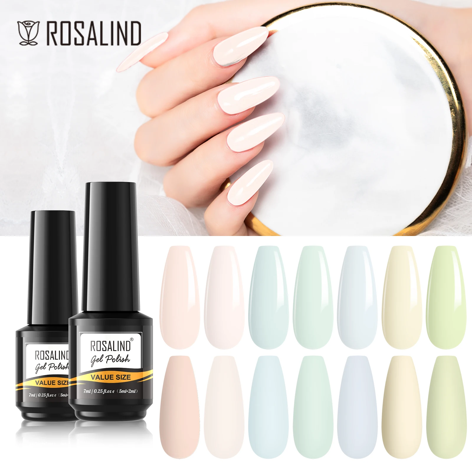 

ROSALIND Gel Nail Polish Summer Light Color Nude Gel Varnishes Hybrid Semiperment UV Led Esmaltes Top Coat Gel Polish Nail Art
