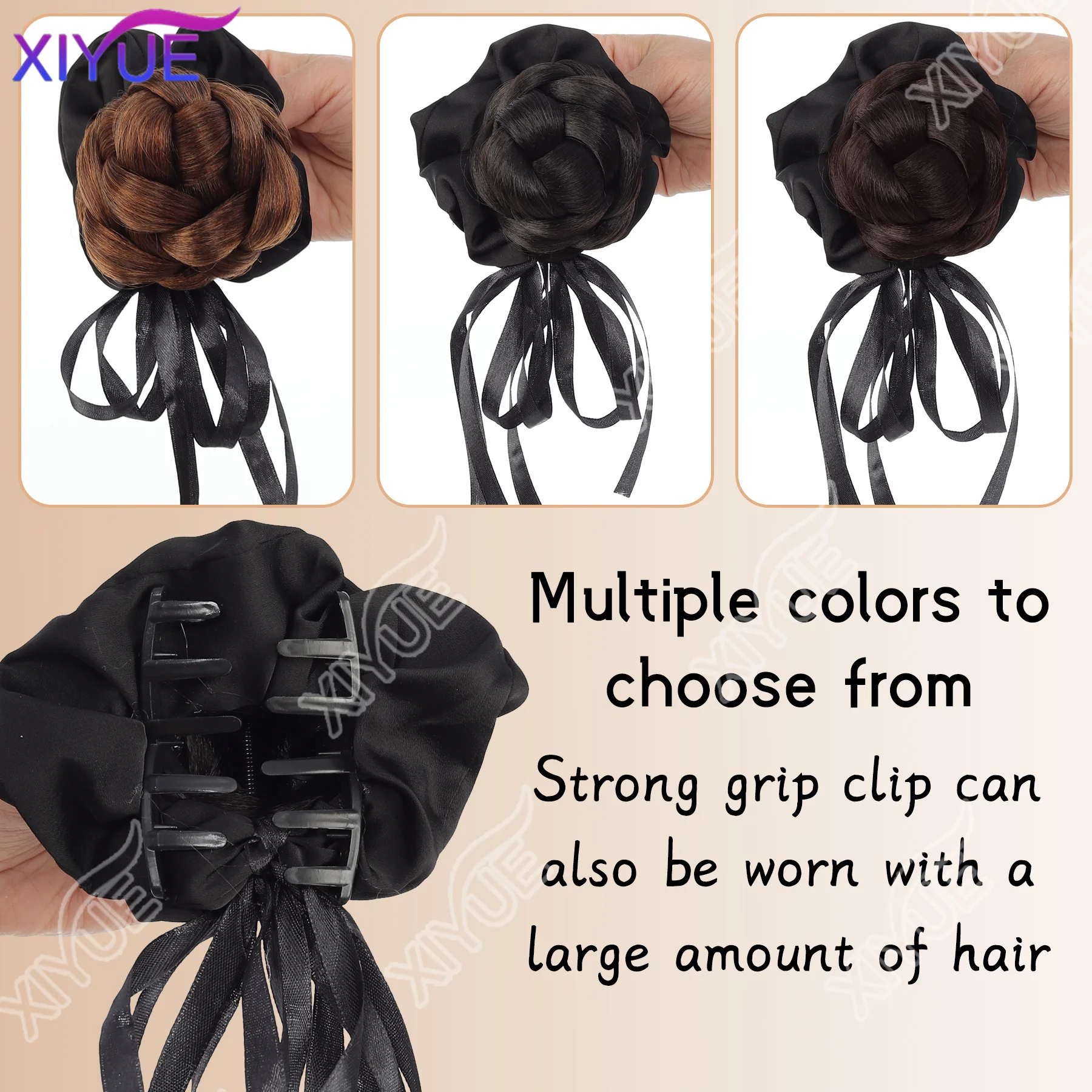 XIYUE Synthetic Hair Braided Chignon accessories Hair Donut Hairpieces Claw Hair Bun Updo Braiding Chignon Bun Wig