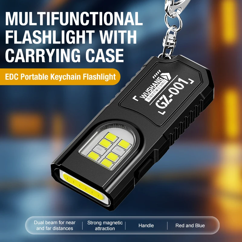 휴대용 키체인 LED COB 손전등 펜 클립이 있는 USB 충전식 토치 자석이 있는 강력한 미니 야외 작업 랜턴