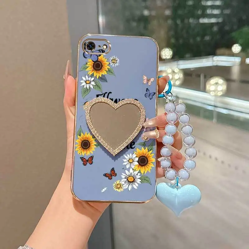 Flower Fragrance Butterfly Dance Phone Case Set with Lanyard and Stand