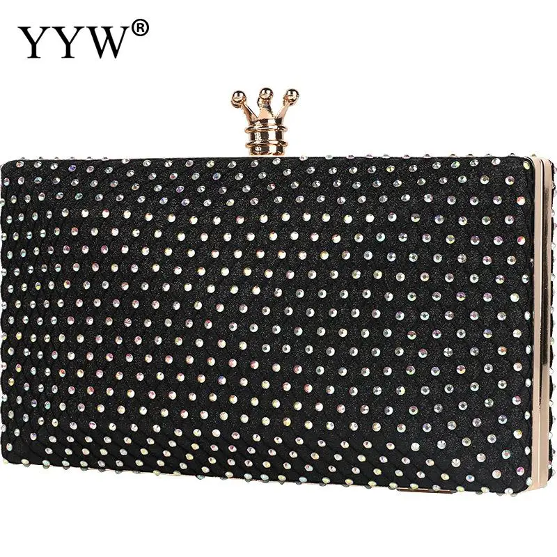 Luxury Crystal Red Women Metal Evening Clutch Bag Fashion Lady Designer Diamond Rhinestones Handbag For Wedding Bag Party Purses