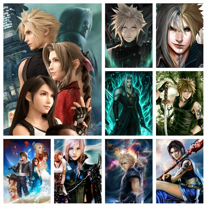 Final Fantasy Tifa Strife Diamond Painting Mosaic Cross Stitch Dark And Lighting Hero Wall Art Picture Embroidery Kit Home Decor