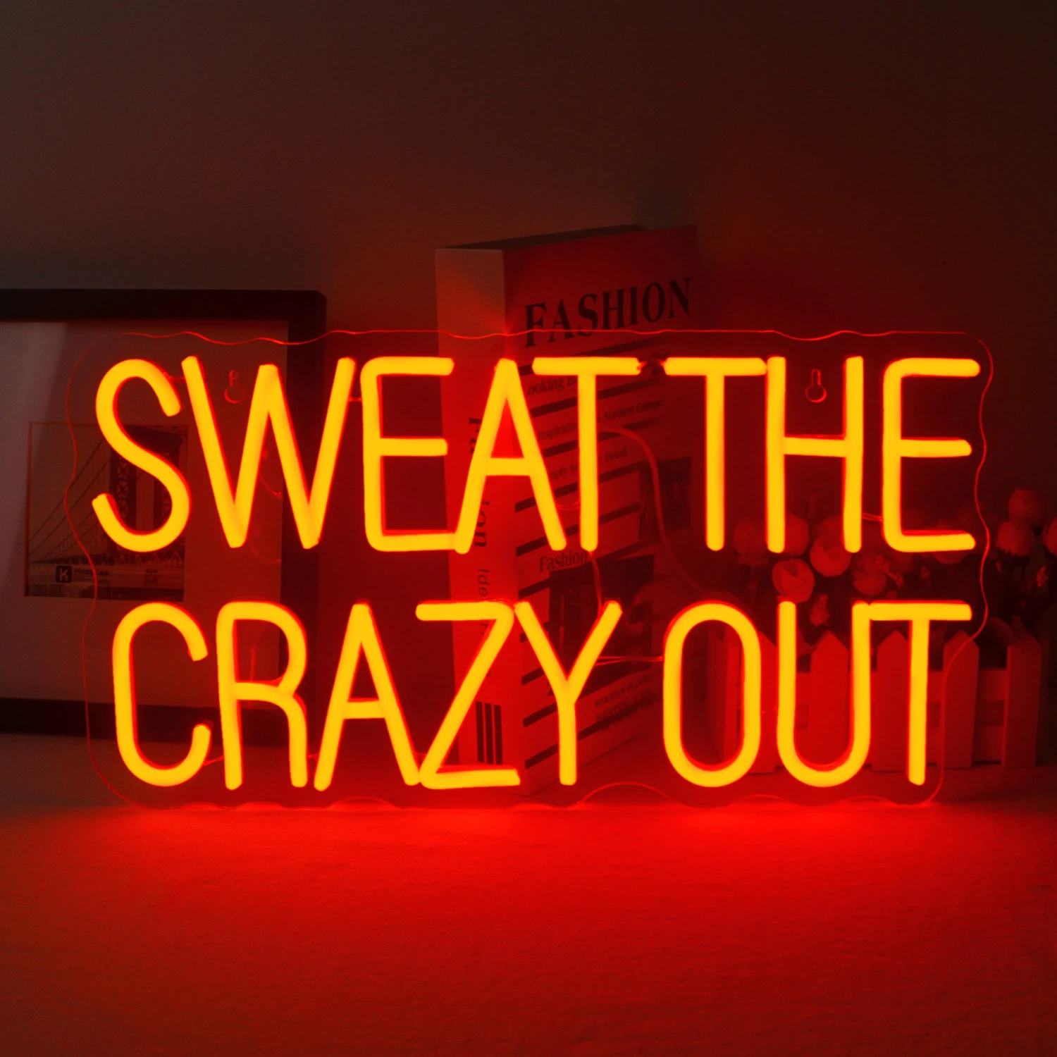 

Sweat The Crazy Out Neon Lights USB Powered LED Neon Lights Gym Wall Decor for Teen Girls Teen Sports Room Game Room Decor Neon