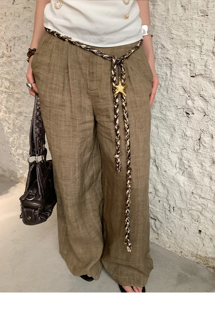 Retro Color-Blocked Woven Starfish Pendant Thin Waist Rope For Women Ethnic Style With Skirts Jeans Accessory Versatile Belt