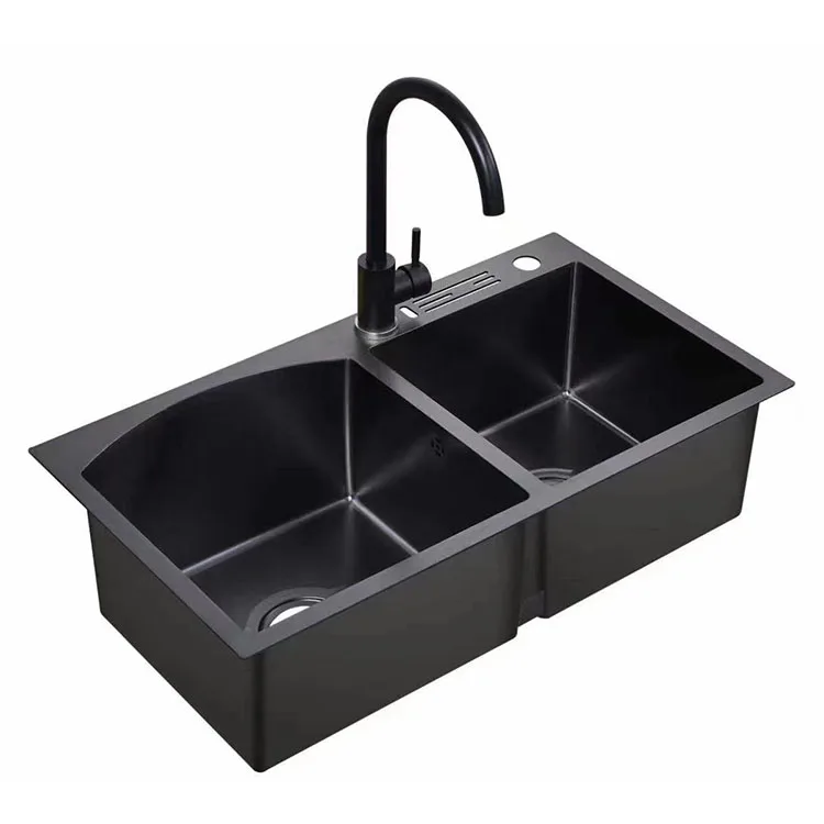 

Ares Idealex China Factory Price Universal Multifunction Stainless Steel 304 Two Bowels Kitchen Sink and Faucet With Waterfall