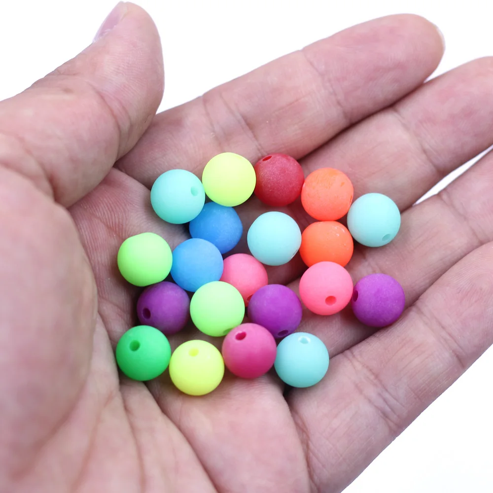 500Pcs Mixed Colorful Frosted Round Acrylic Spacer Beads For Charms Necklaces Fashion Craft Jewelry DIY Accessoreis 10mm