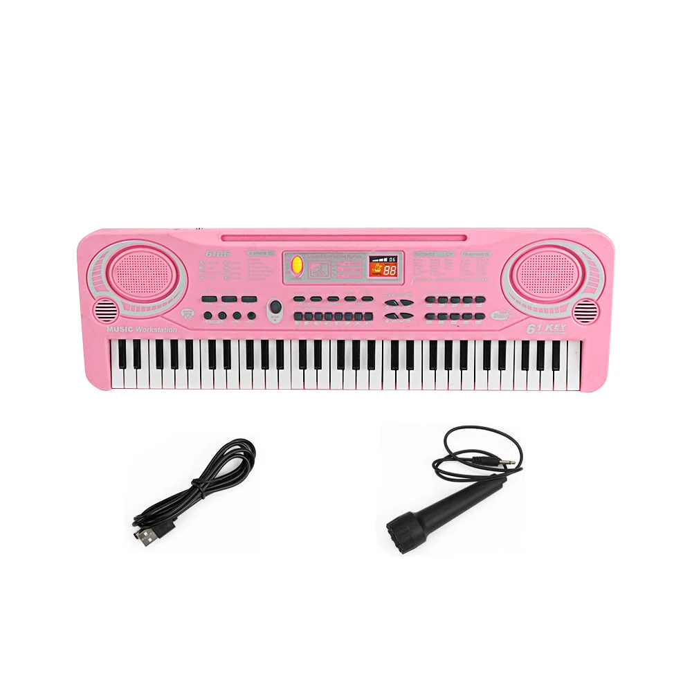 61Keys Electric Piano Digital Music Electronic Keyboard Kid Multifunctional Piano Student Microphone Function Musical Instrument