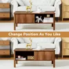Mid-Century Modern Rectangular Wood Coffee Table with Dual Storage Shelf, Storage Center Coffee Tables with Waveform Panel 4