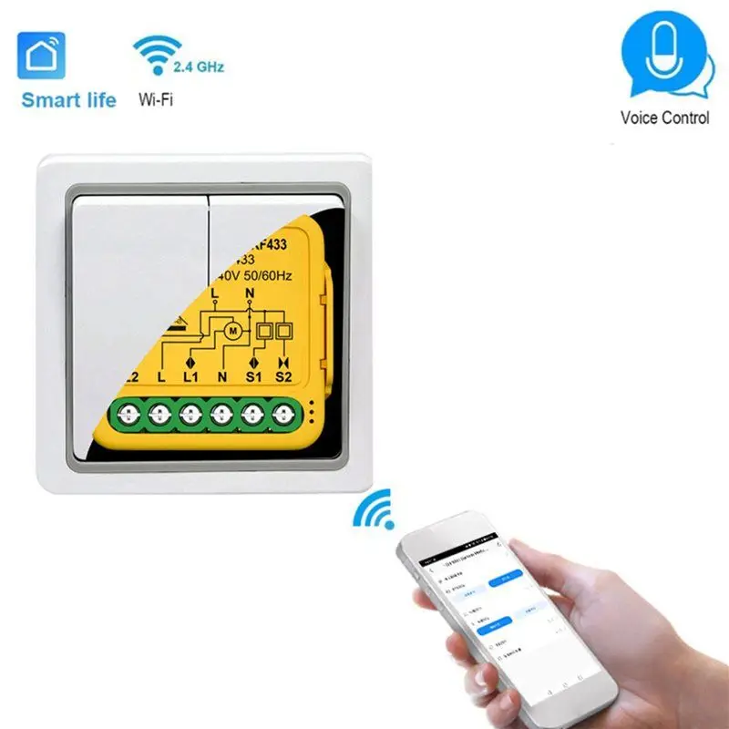 간편한 사용 2X Tuya 스마트 Wifi RF433 커튼 스위치 모듈 제어 전기 롤러 셔터 블라인드 모터용 Alexa와 호환 가능