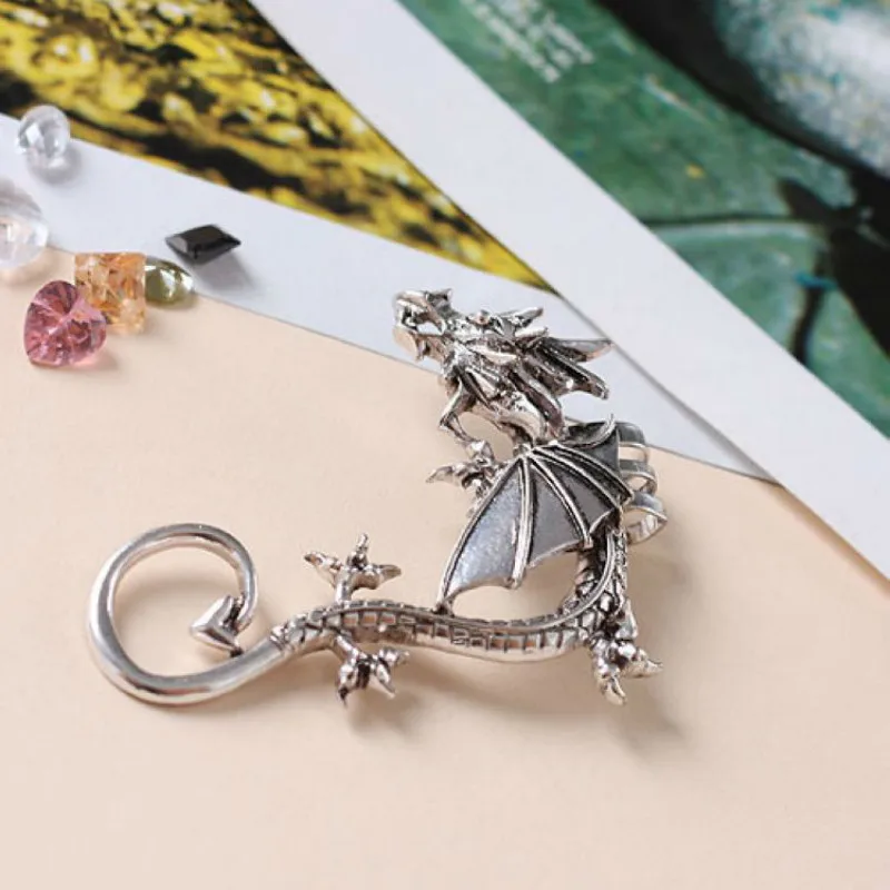 Punk Temptation Metal Dragon Bite Ear Wrap Cuff Earrings for Women Men No Pierced 1pc