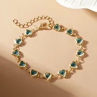 Zunders'-Bracelets en cristal rouge élégant pour femmes, bijoux de poignet en métal, coeur coloré, fête de mariage, cadeau de fille 5