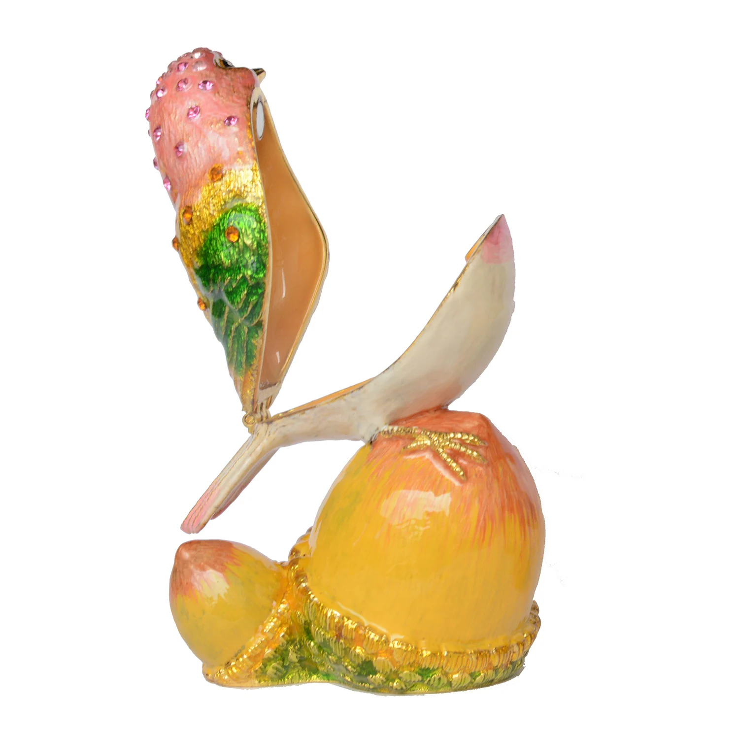 Bird on Acorn Trinket Box, Jewelry Organizer, Ring Holder, Metal Collectible Figurine, Novelty Gift
