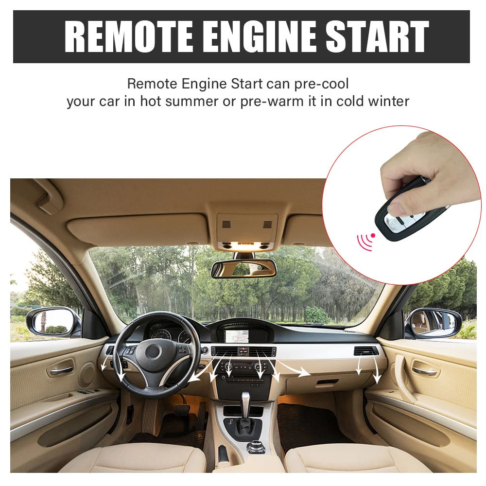 Smart Bluetooth Car Starter Alarm Set Botão Auto Start Stop, Keyless Entry System, Kit de controle remoto Acessórios