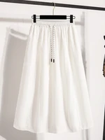 Korean Style Casual Versatile Long Skirt Plus Size Skirts Women 2026 Spring New Fashionable High Elastic Waist A Line Skirt - Image 3