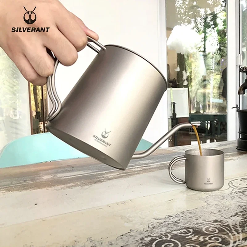 Beccuccio caffettiera 350 ml 600 ml teiera in acciaio inox teiera caffettiera , beccuccio a collo d'oca bocca lunga beccuccio bollitore tazza, strumento da tè per barista lungo stretto(600mlBLACK