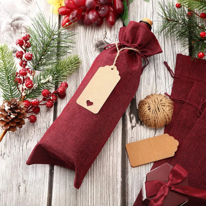 Wine Bottle Cover 10pcs Wine Bottle Bags with Drawstrings Reusable Gift Bags with Tags for Party