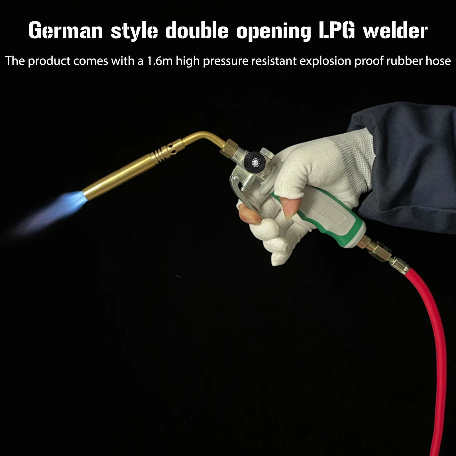 Deutschland-Stil MAPP Flammenwerfer Doppelschalter Tragbarer Flüssiggasbrenner Spiralflamme mit 1,6 m Gummischlauch Schweißgerät – Detail 5