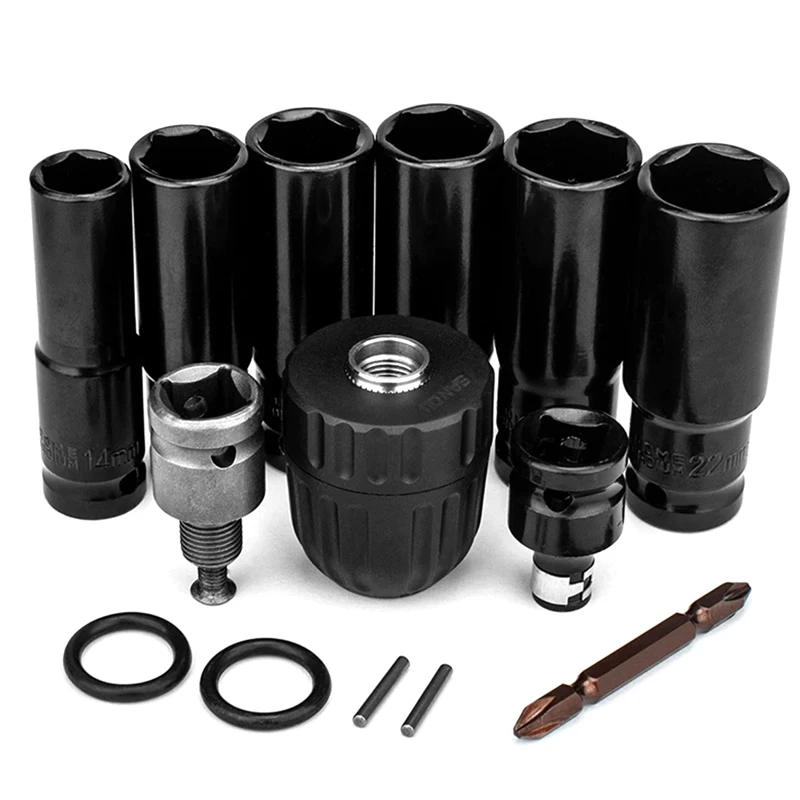 14Pcs Electric Impact Wrench Hexs Socket Adapter Kit Drill Chuck Drive Adapter  For Electric Drill Wrench Screwdrivers 3