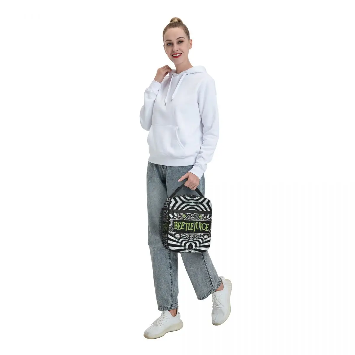 Custom Horror Movie Beetlejuice Lunch Bag Men Women Cooler Thermal Insulated Lunch Box for Kids School