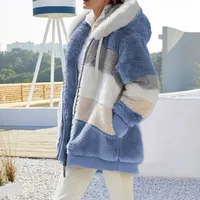 Oversized Jacket for Women 2023 New Autumn Winter Warm Plush Pocket Hooded Streetwear Loose Lady Outerwear Coat Roupas Feminina 2