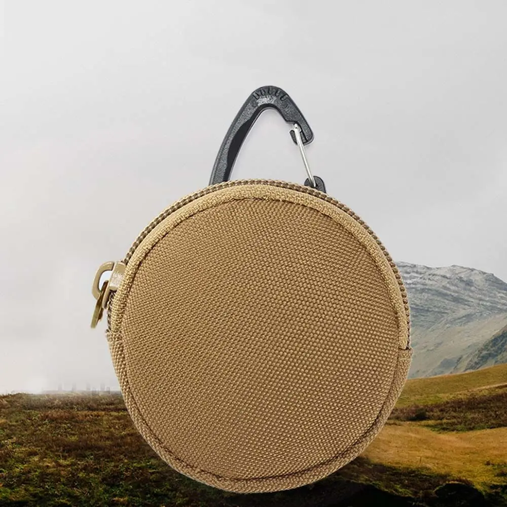 

Portable Triangular buckle Hook Wallet Round shape Outdoor Earphone bag Mini Coin Purse Men Wallet Key Card Holder Money Pack