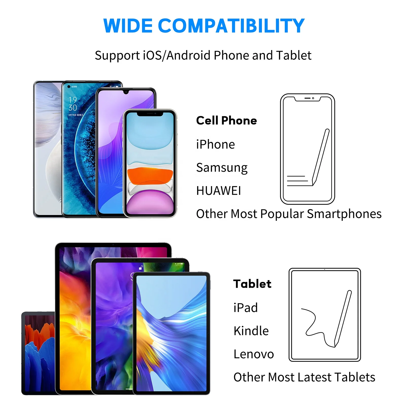 Active stylus pen for Apple Android Huawei Xiaomi Touch Screens Tablet Phone Game Writing Drawing Children