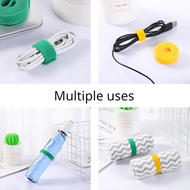 Cable Organizer Self Adhesive Fastener Tape Hook Loops Nylon Free Cut Ties Magic Tape Wire Organizer Earphone Cord Cable Ties