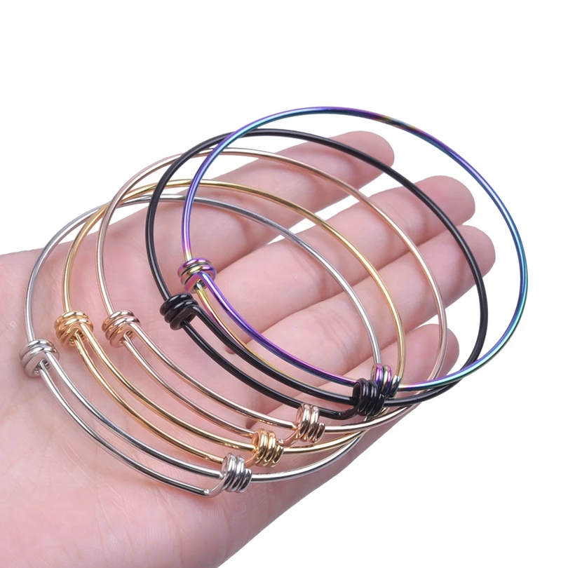 5PCS/lot Adjustable Stainless Steel Wire Cuff Bangles Making Charms Simple DIY Jewelry Making Bracelet Accessories Women Gifts 2