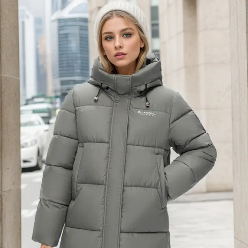 

Leisure and Minimalist New Korean Version Down Cotton Jacket for Women Slim Fit and Slim Fit, Medium Length Hooded Cotton Jacket