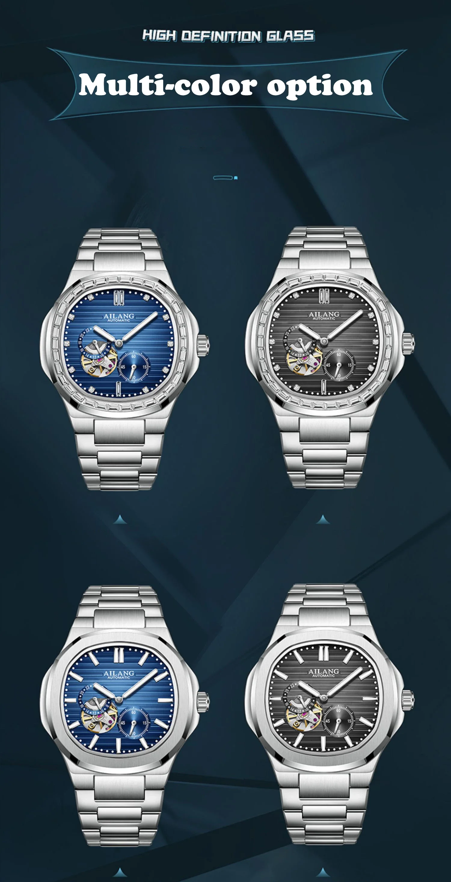 Neue AILANG automatische mechanische Uhr Business multifunktionale leuchtende wasserdichte Mode Herrenuhr Polygon Design – Detail 11