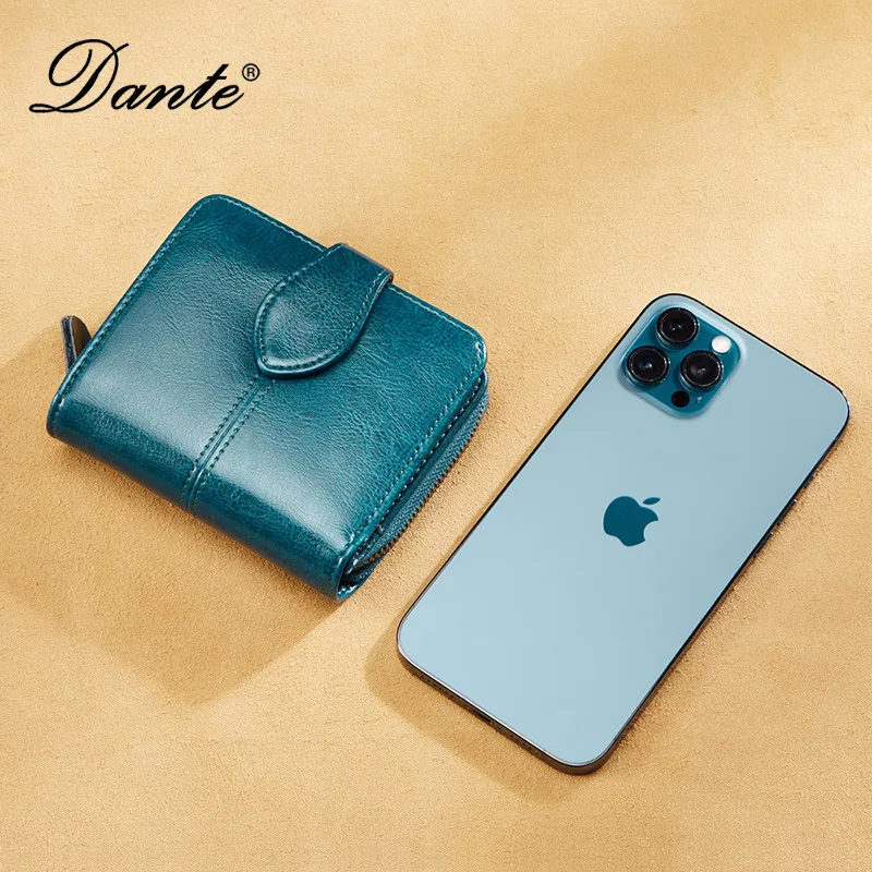 Genuine Leather Men's Short Wallet with RFID Blocking Card Function Vintage Style Oil Waxed Cowhide Driving License Holder 3