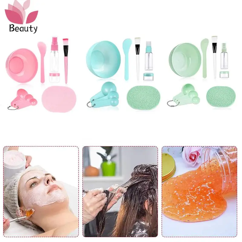 

Набор «сделай сам» 9 в 1 для смешивания маски для лица, набор инструментов для макияжа с ложкой-палочкой и ЛОПАТКОЙ, бутылка с распылителем, бутылка для замачивания