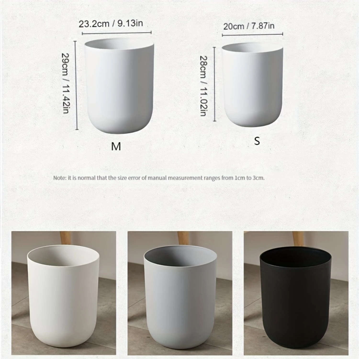 Durable Plastic Trash Can for and Office Use-Lidless Design, Multiple Colors Available, for Living Room, Bedroom, Bathr