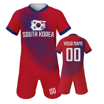 South Korea Custom Kids Football Jersey Kit Personalized Soccer Uniform with Name Number Youth Team Shirt Boys Girls Fans Gift 1