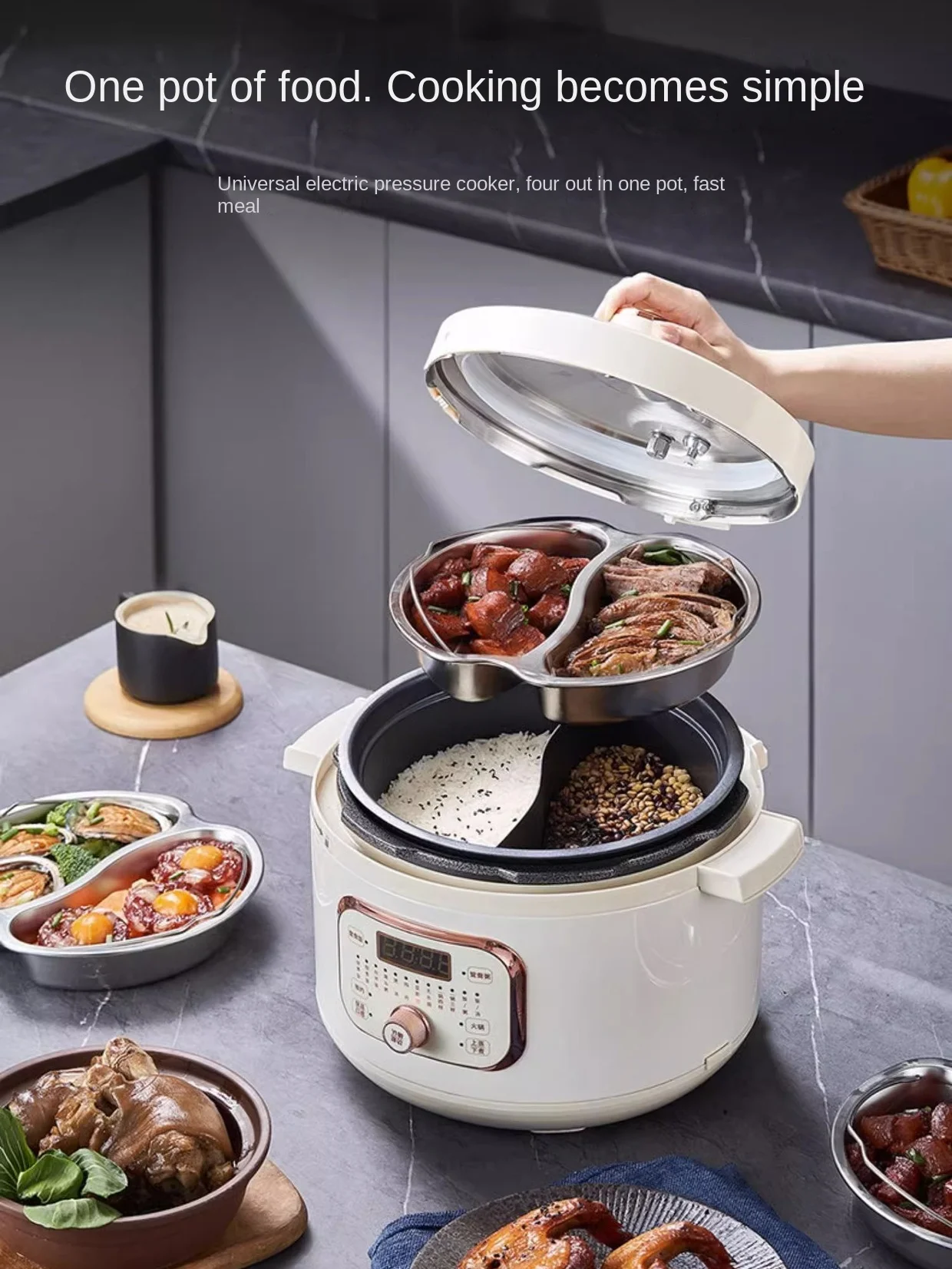 220V Home Electric Pressure Cooker 2 Flavor Multifunctional Rice Cooker Non-stick Multi Cooker & 2 Flavor Inner and Steamer 2