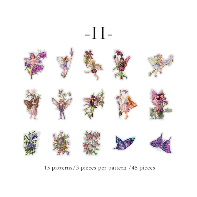 Mr.paper Boxed Flower Fairy Diary Series Decorative Diary Stickers Scrapbook Planner Japanese Decorative Stationery Stickers H