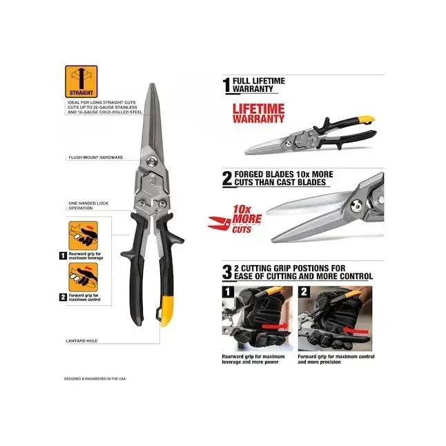TOUGHBUILT TB-H4-60-SL TB-H4-60-R Cut Aviation Snips Straight Long Straight Offset Long Hand Tools TB-H4-60-SOL TB-H4-60-L 6