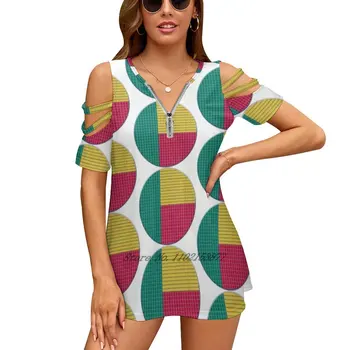 Benin Flag Rounded - Squares Pixel Zipper Sexy T-Shirt Casual Tops Hollow Pullover Ladies Top T Shirts Benin Flag Rounded Pixel