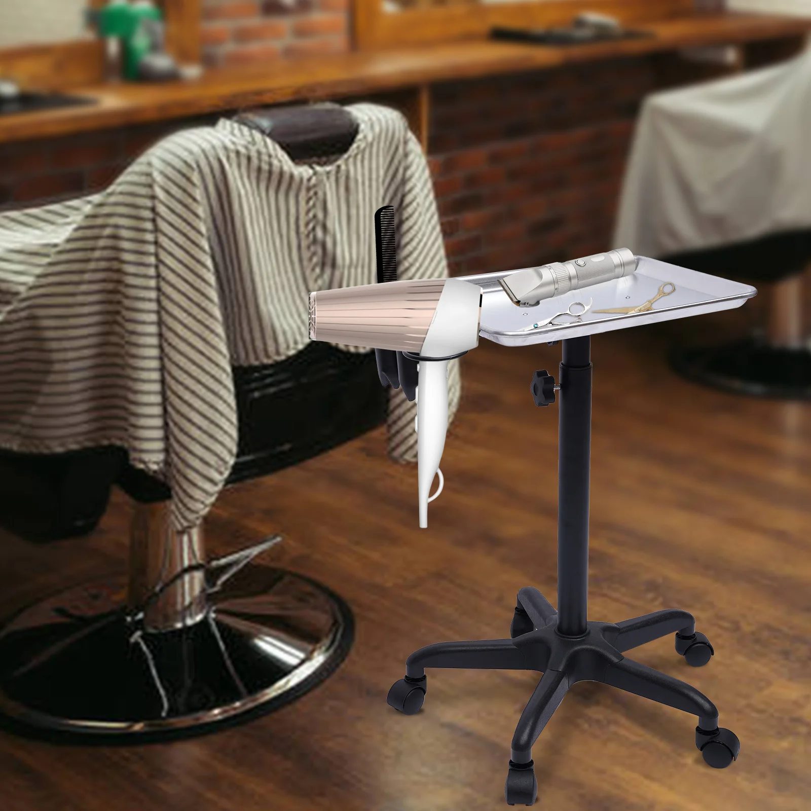 Description Picture 6 of itemSalon Trolley Storage Cart Beauty Hair Dryer Stylist Tools Barber Equipment Tray Adjustable Height