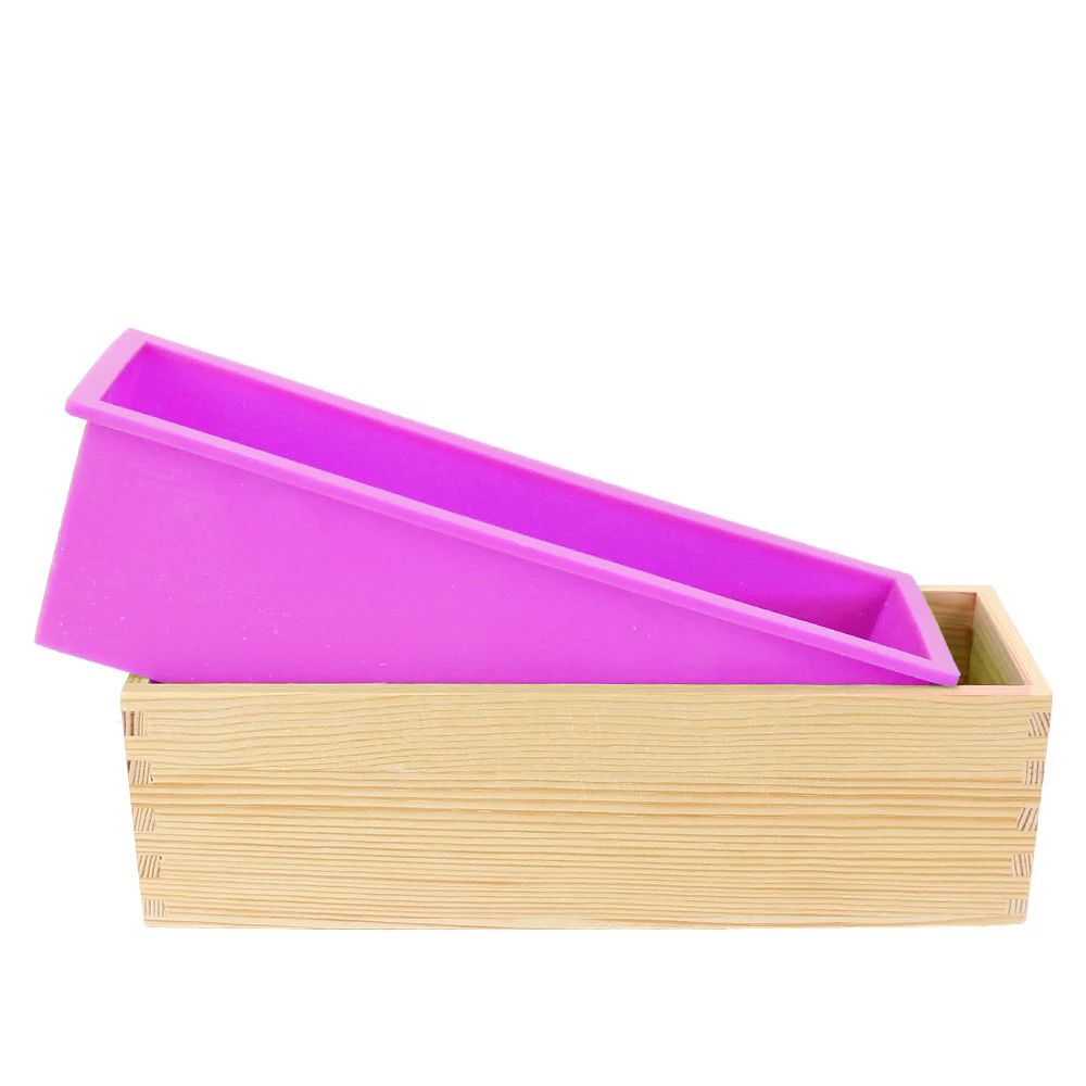 Toast Cake Loaf Mold with Wooden Box Rectangular Baking Kitchen Tools Silicone Soap Mold DIY Handmade Tool