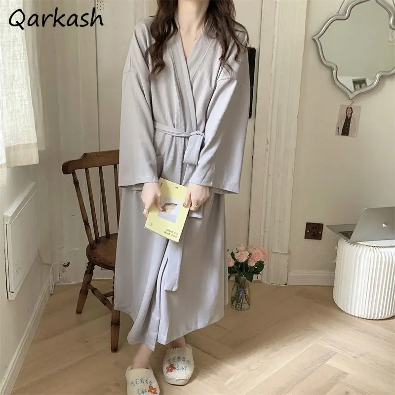 

Robes Women Sleepwear Solid Vintage Autumn Baggy Home Minimalist Tender Unisex Korean Style Daily Clothing Classic Popular 2023