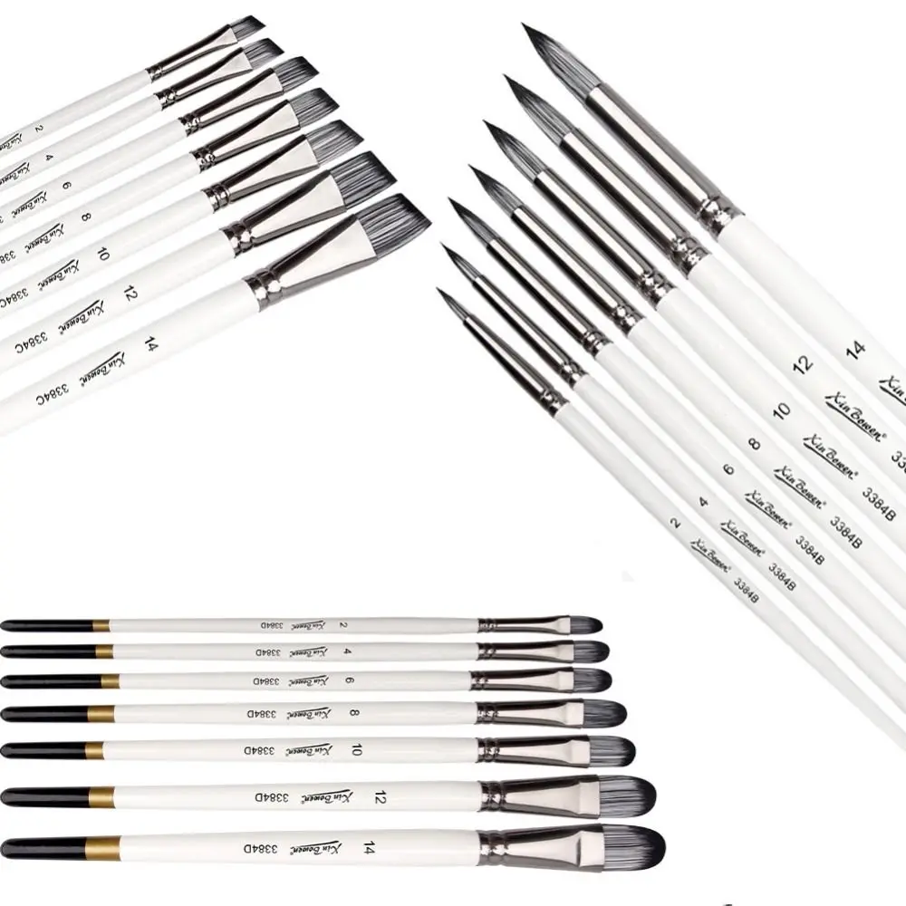 

7Pcs/set Nylon Hair Painting Brushes Set Multifunctional Portable Acrylic Oil Brushes Easy To Hold White Art Paint Brushes