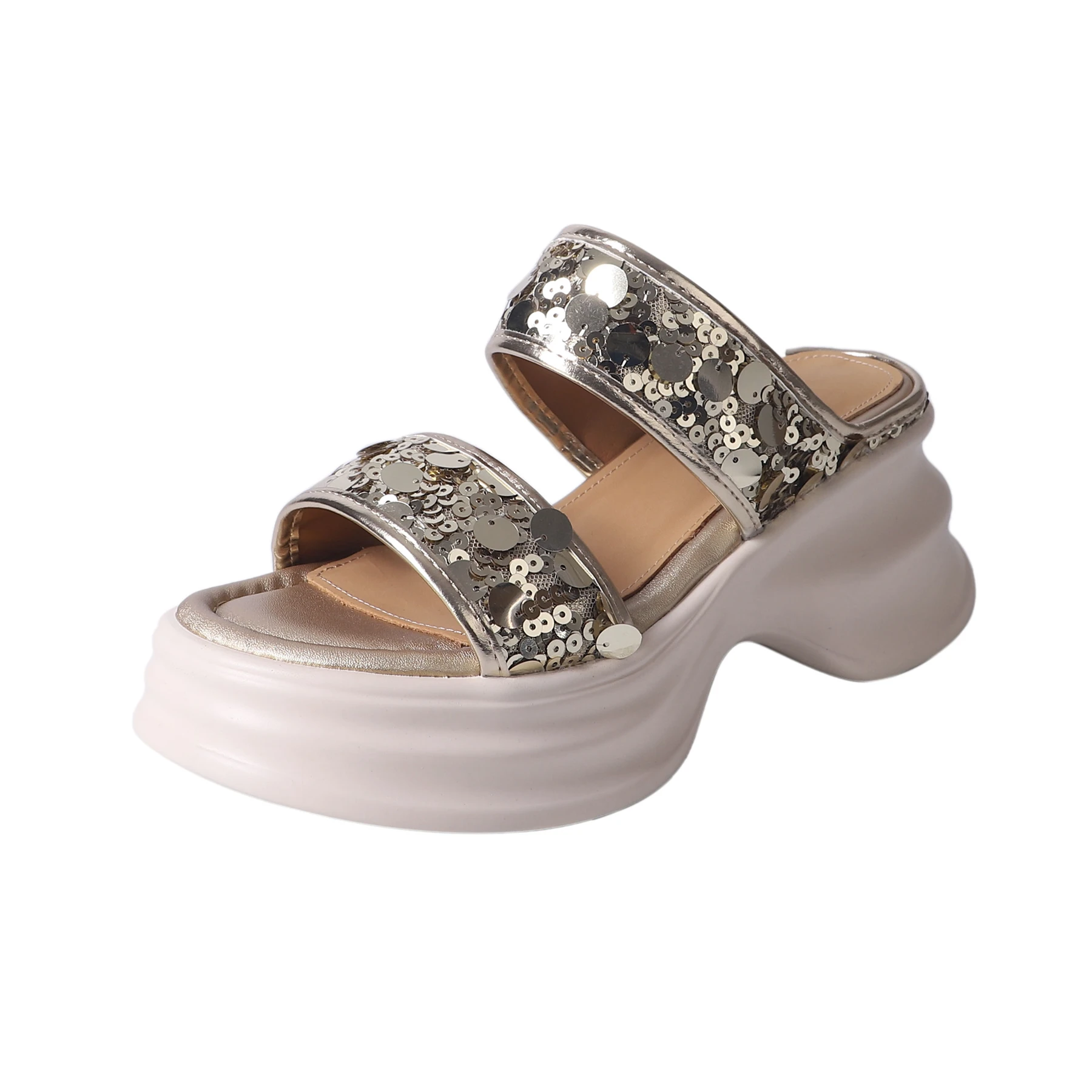 Krazing Pot Superstar Bling Peep Toe Slingback Summer Shoes High Heels Mules Casual Office Lady Elegant Platform Women Sandals