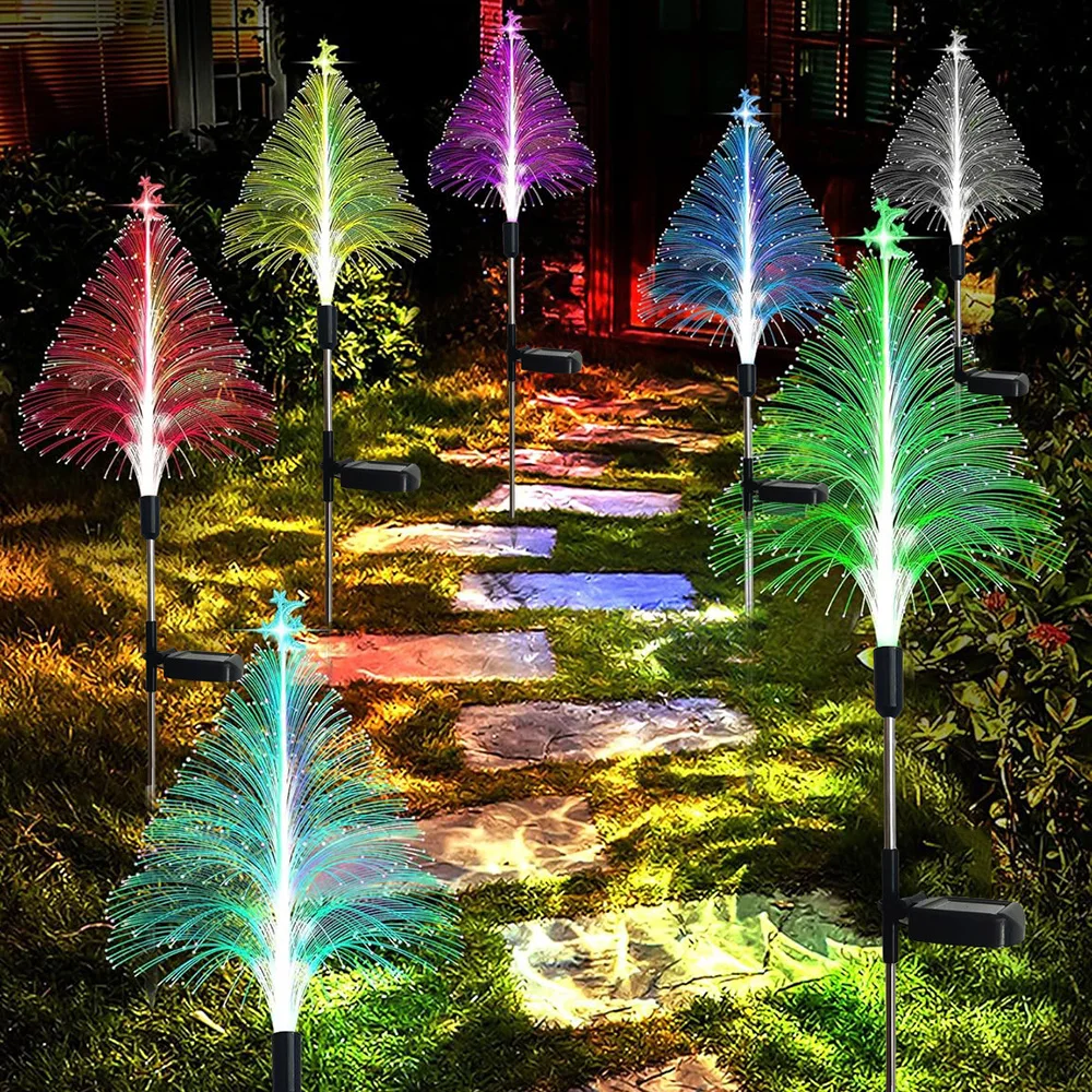 Solar Weihnachtsweg-Lichter Solar faser leuchten LED-Outdoor-Wasserdichtes Weihnachts dekor Hof Garten-Patio Rasen pfahl lichter