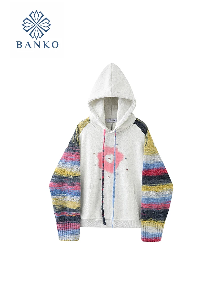 

Harajuku Print Striped Hoodies Women Autumn Winter High Street Korean Style Pullovers Sweatshirts Y2k Streetwear Preppy Style