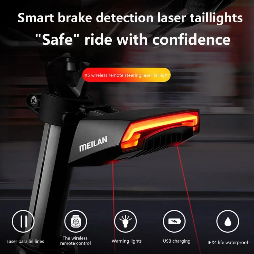 

Bicycle Tail Light 1 Set Portable Waterproof Wear-resistant High-hardness USB Charging Warning Taillight Cycling Accessory